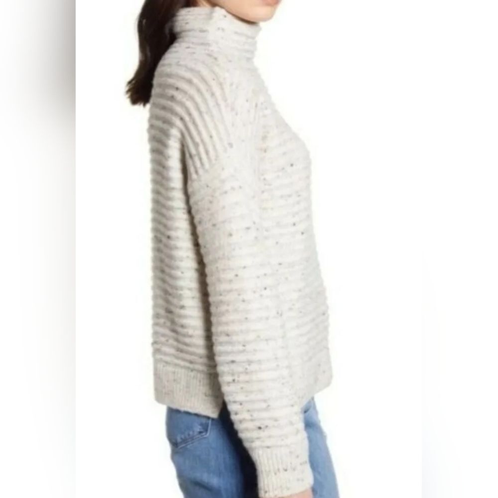 Madewell Donegal Belmont Minimalist Mock Neck Wool Blend Oversized Sweater SZ XS - Picture 6 of 9